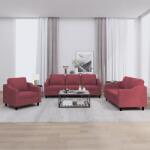 vidaXL Set canapea cu perne, 3 piese, rosu vin, material textil GartenMobel Dekor (3201776) Canapea