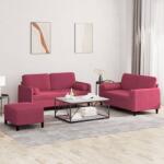 vidaXL Set canapele cu perne, 3 piese, rosu vin, catifea GartenMobel Dekor (3202008) Canapea