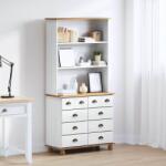 vidaXL Hutch cu sertar ASKIM Alb 91 x 40 x 184 cm Lemn de pin masiv GartenMobel Dekor (3334643) Comoda