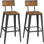 Vasagle Set 2 scaune de bar VASAGLE cu spatar, stil industrial, maro rustic (EZ-LBC078B01)