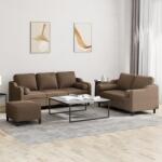 vidaXL Set de canapele cu perne, 3 piese, maro, textil GartenMobel Dekor (3201861) Canapea