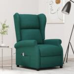 vidaXL Fotoliu rabatabil electric cu spatar aripi, verde închis, textil GartenMobel Dekor (3098325)