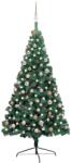 vidaXL Jumatate brad Craciun artificial cu set globuri verde 180 cm GartenMobel Dekor (3077565)