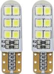 AMiO Bec LED T10 W5W 12V cu silicon, 12 SMD 2835 alb, AMIO, set 2 buc (AM01095)