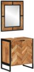 vidaXL Set mobilier de baie, 2 piese, fier si lemn masiv de acacia GartenMobel Dekor (3217119)