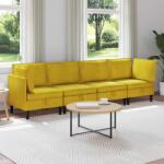 vidaXL Set de mobilier pentru living cu perna 4 pcs Galben Catifea GartenMobel Dekor (3413759)