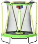 art Trambulina copii 3-10 ani, 140x155 cm, cu plasa protectie, cos de baschet, 20 bile colorate, verde si galben, max 50 kg GartenVIP DiyLine (AR214466)