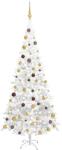 vidaXL Brad de Craciun pre-iluminat cu set globuri, alb, 240 cm, L GartenMobel Dekor (3077496)