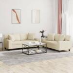 vidaXL Set de canapele cu perne, 2 piese, crem, piele ecologica GartenMobel Dekor (3201925) Canapea