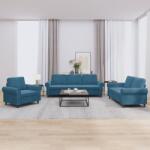 vidaXL Set de canapele cu perne, 3 piese, albastru, catifea GartenMobel Dekor (3202179) Canapea
