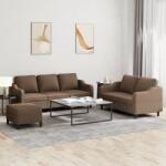 vidaXL Set de canapele cu perne, 3 piese, maro, textil GartenMobel Dekor (3201845) Canapea