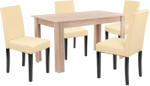 Leziter Set de masa Leziter Leon cu 4 scaune, stejar Sonoma si bej, 140x80 (LYET140ST_LKE-BE_4)