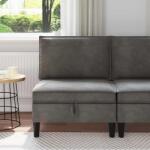 vidaXL Sofa cu Depozitare Gri închis Catifea GartenMobel Dekor (42027106) Canapea