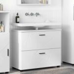vidaXL Dulap de Baie Alb 76, 5 x 35 x 64 cm Lemn compozit & Metal GartenMobel Dekor (883294)