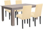 Leziter Set masa dining Leziter Leon 4+1, stejar York cu scaune bej din piele ECO (LYET160YT_LKE-BE_4)