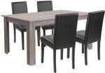 Leziter Set masa dining Leziter Leon 4+1, stejar York si scaune negre eco piele (LYET160YT_LKE-BL_4)