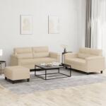 vidaXL Set de canapele cu perne, 3 piese, crem, microfibra GartenMobel Dekor (3202324) Canapea