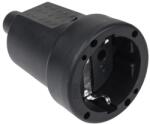  Cupla stecher cauciucata 16A/250V, neagra, pentru prelungitor si cabluri (URZ3176)