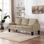 vidaXL Canapea cu 3 locuri, cappuccino, piele ecologica GartenMobel Dekor (288766) Canapea