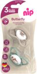 NIP Set 2 suzete nip Butterfly din silicon ortodontic, 16-32 luni (31052)