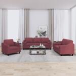 vidaXL Set canapea cu perne, 3 piese, rosu vin, material textil GartenMobel Dekor (3201792) Canapea