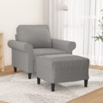vidaXL Fotoliu canapea cu taburet, gri deschis, 60 cm, textil GartenMobel Dekor (3153643) Canapea