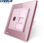 LIVOLO Priza dubla TV + Telefon Livolo cu rama din sticla SmartElectro IntelligentHouse (VL-C791VT-17)