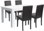 Leziter Set masa cu 4 scaune Leziter Leon, alb-negru, masa 160x90 cm (LYET160F_LKE-BL_4)