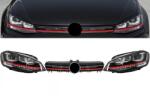 KITT Faruri LED cu semnal dinamic si grila GTI rosie pentru VW Golf 7 (COHLVWG7GTILEDFW)