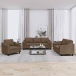 vidaXL Set de canapele cu perne, 3 piese, maro, textil GartenMobel Dekor (3201789) Canapea