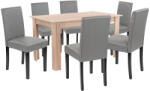 Leziter Set masa cu 6 scaune Leziter Leon 6+1, gri & stejar Sonoma, 140x80 cm (LYET140ST_LKE-GR_6)