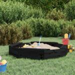 vidaXL Cutie de nisip cu scaune octogonale, negru, lemn masiv de pin GartenMobel Dekor (825013)