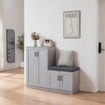 [en. casa] Pantofar cu banca Løten, 120x36x97 cm, gri, 9 rafturi, [en. casa] (89623560) Pantofar