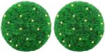 vidaXL Mingi artificiale din lemn de cimis cu lumini LED 2 buc Verde GartenMobel Dekor (3335906)