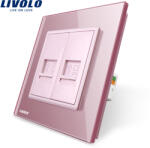 LIVOLO Priza dubla Telefon + Priza internet Livolo cu rama din sticla SmartElectro IntelligentHouse (VL-C791TC-17)