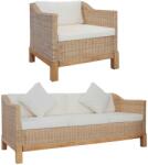 vidaXL Set de canapele cu perne, 2 piese, culoare naturala, ratan GartenMobel Dekor (278617) Canapea
