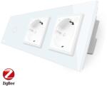 LIVOLO Intrerupator LIVOLO simplu ZigBee cu touch si 2 prize din sticla ZigBee, Control de pe telefon SmartElectro IntelligentHouse (VL-C701Z/C7-C2EUZ-11)