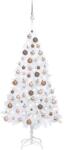 vidaXL Brad Craciun artificial pre-iluminat set globuri alb 120 cm PVC GartenMobel Dekor (3077625)