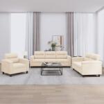 vidaXL Set de canapele cu perne, 3 piese, bej, microfibra GartenMobel Dekor (3202295) Canapea
