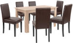 Leziter Set masa dining Leziter Leon 6+1 cu 6 scaune, stejar Sonoma-maro (LYET140ST_LKE-BR_6)