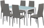 Leziter Set masa cu 6 scaune Leziter Mabel 6+1, blat sticla securizata, gri-negru (LUAV140W_DA258GB_6)