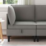 vidaXL Canapea colt cu depozitare Gri închis Catifea GartenMobel Dekor (42027092) Canapea