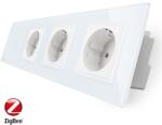 LIVOLO Intrerupator simplu ZigBee + Priza tripla LIVOLO ZigBee cu touch din sticla, Control de pe telefon SmartElectro IntelligentHouse (VL-C701Z/C7-C3EUZ-11)