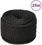 vidaXL Franghie de lucru, negru, 16 mm, 25 m, polipropilena GartenMobel Dekor (153025)