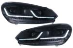 KITT Specials Faruri LED pentru VW Golf 6 VI 2008-2013, design G7.5 negru, LHD (HLVWG6FB)
