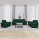 vidaXL Set de canapele cu perne, 3 piese, verde închis, catifea GartenMobel Dekor (3202172) Canapea