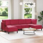 vidaXL Set de mobilier pentru living cu perna 6 pcs Rosu Vin Catifea GartenMobel Dekor (3413752)