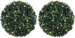 vidaXL Mingi artificiale din lemn de cimis cu lumini LED 2 buc Verde GartenMobel Dekor (3335896)