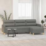 vidaXL Canapea cu 3 locuri si taburet, gri închis, 210 cm, textil GartenMobel Dekor (3153430) Canapea