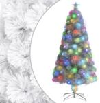Hessa Brad Artificial de Craciun Alb cu Iluminare LED Multicolor prin Fibra Optica, Inaltime 120 cm, Suport Inclus (328449)